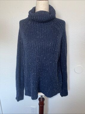 Braeve Evereve Speckled Ribbed Knit Navy Blue Turtle Neck Size Medium